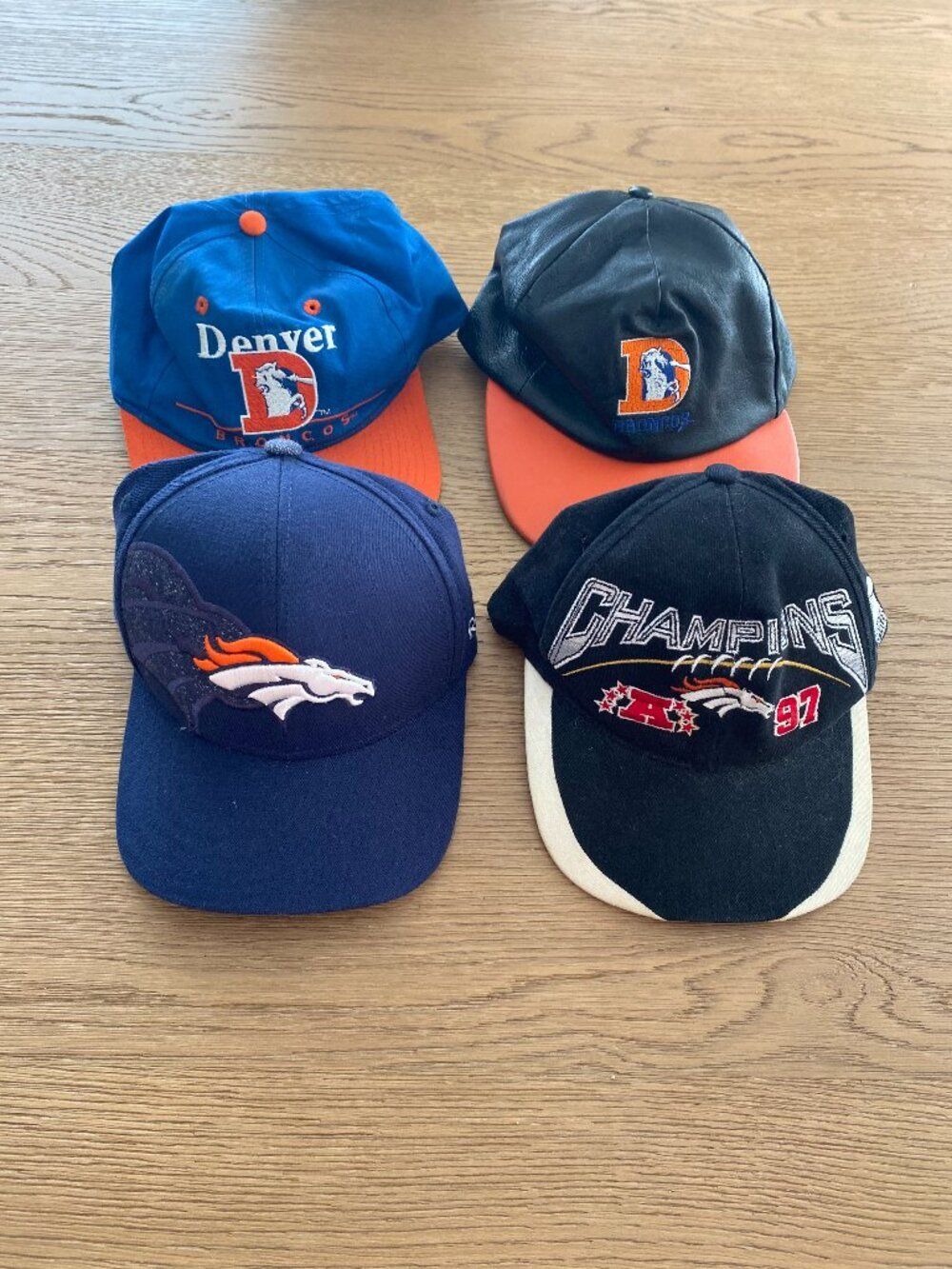 Lot 4 Four Denver Broncos Football NFL Hats Caps Vintage Bundle Resale